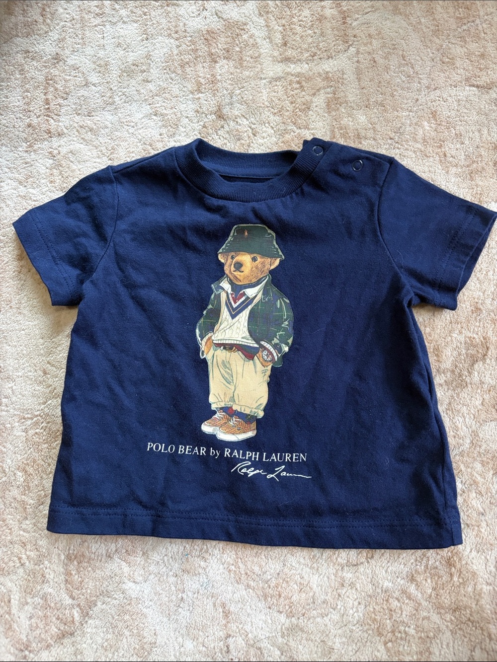 Ralph Lauren Navy Polo Bear Graphic Tee - Baby Short Sleeve